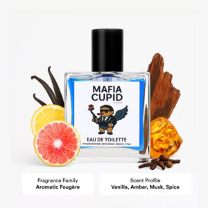 mafia cupid men's cologne long lasting fresh floral fragrance, formaldehyde free gentle formula, 1.7fl.oz elegant glass bottle with black cap